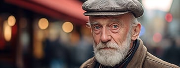Elderly man, disoriented, walking alone outside