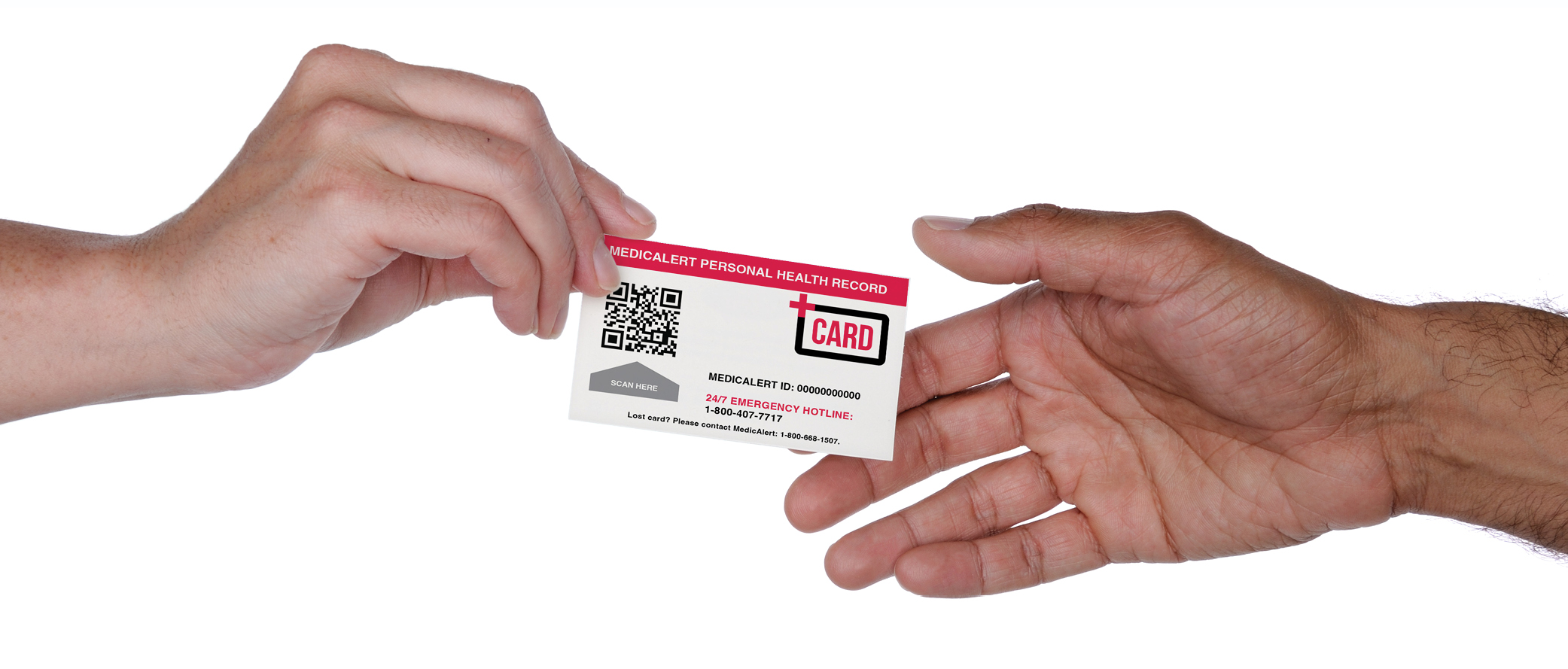 Two hands passing plus card