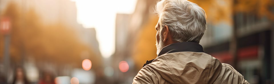 An elderly man wandering