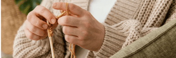 Close up of Women's hands knitting