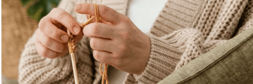 Close up of Women's hands knitting