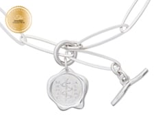 [I2317] Designer Collection - Corrine Anestopoulos - Arden Collar Rhodium Plate with Sterling Silver Medallion