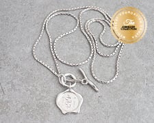 [I2329]  Designer Collection - Corrine Anestopoulos - Long Boxchain Pendant: Rhodium Plate