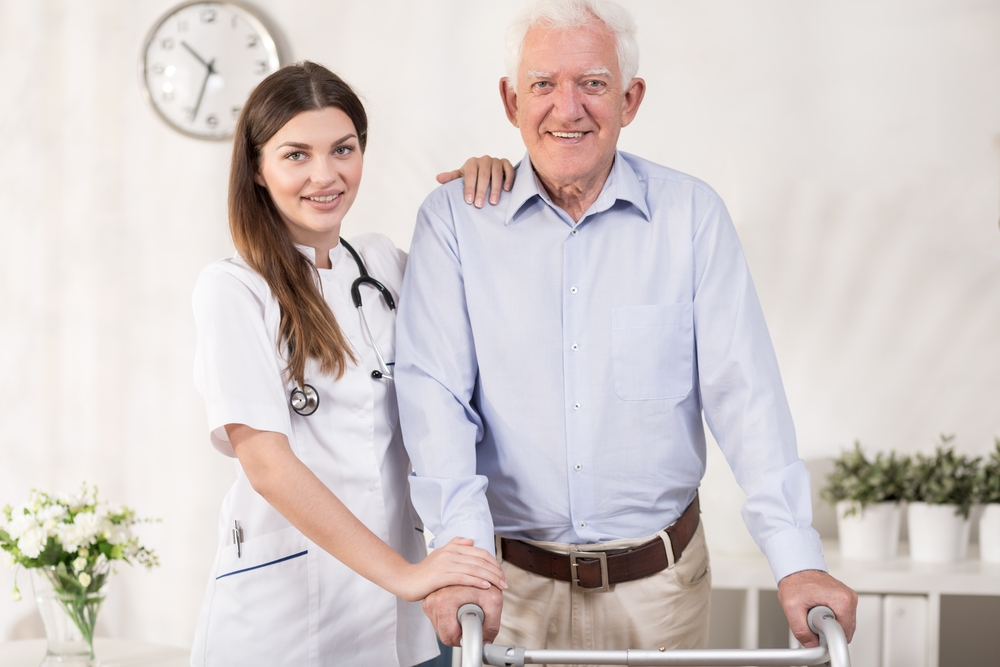 Young beauty doctor working in rest home