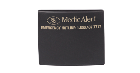 [A001] Engraved MedicAlert ID for Smartwatch Bands, Size Large in Matte Black 