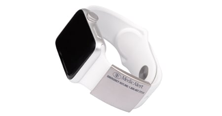 [A002] Engraved MedicAlert ID for Smartwatch Bands, Size Large in Silver 