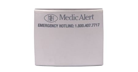 [A002] Engraved MedicAlert ID for Smartwatch Bands, Size Large in Silver 