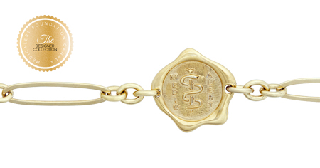 [I2318] Designer Collection - Corrine Anestopoulos - Arden Bracelet Gold with Gold Vermeil Medallion