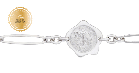 [I2319] Designer Collection - Corrine Anestopoulos - Arden Bracelet Rhodium Plate with Sterling Silver Medallion