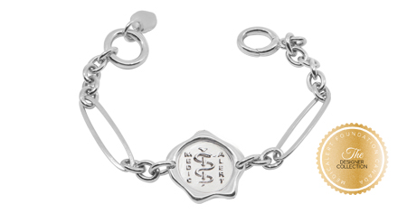 [I2319] Designer Collection - Corrine Anestopoulos - Arden Bracelet Rhodium Plate with Sterling Silver Medallion