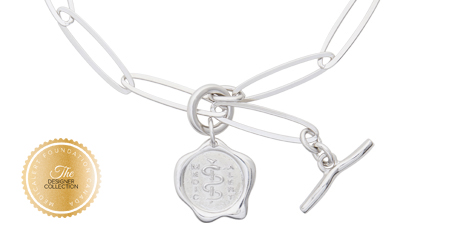 [I2317] Designer Collection - Corrine Anestopoulos - Arden Collar Rhodium Plate with Sterling Silver Medallion