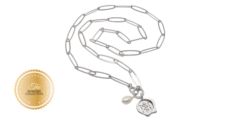 [I2315] Designer Collection - Corrine Anestopoulos - Arden Lariat Rhodium Plate with Sterling Silver Medallion