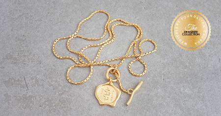 [I2328] Designer Collection - Corrine Anestopoulos -  Long Boxchain Pendant: Gold Plate
