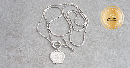 [I2329]  Designer Collection - Corrine Anestopoulos - Long Boxchain Pendant: Rhodium Plate