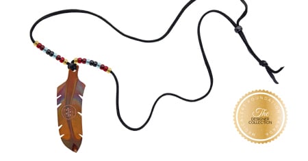 [I2320] Designer Collection - Wesley Havill Indigenous Art - Miskwaabik Miigwan Necklace Black Lace