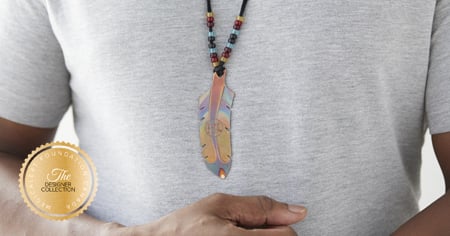 [I2320] Designer Collection - Wesley Havill Indigenous Art - Miskwaabik Miigwan Necklace Black Lace