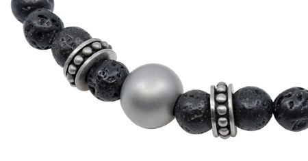 [I759] The Bead Collection - Lava/Black Agate/Silver