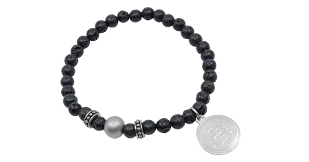 [I759] The Bead Collection - Lava/Black Agate/Silver