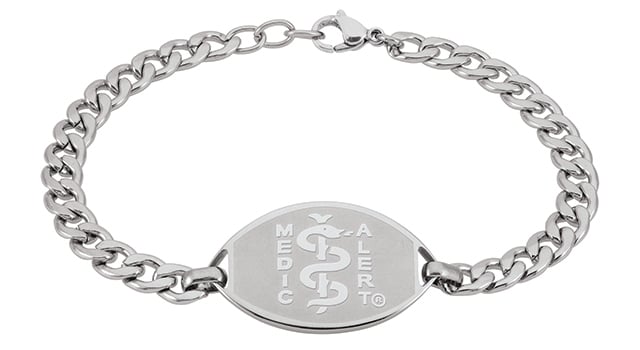 Sterling Silver Medical ID Bracelet | Engraved Garnet ID – CHARMED Medical  Jewelry