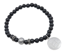 [I759-1] The Bead Collection - Lava/Black Agate/Silver